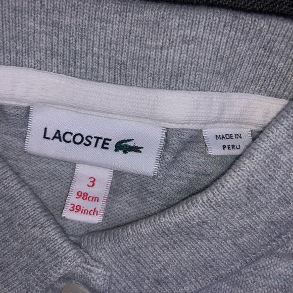 LACOSTE Polo Shirt Short Sleeve Toddler Girl Size 3 (3T) in Grey - Picture 3 of 4